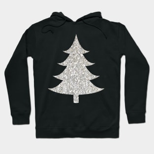 Minimalistic Silver Faux Glitter Christmas Tree Hoodie